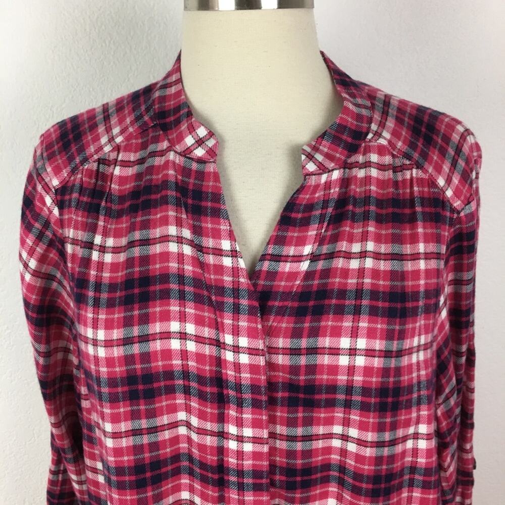 Lane Bryant Pink Plaid Long Sleeve NWT Pop Over Top 14 - Picture 3 of 7